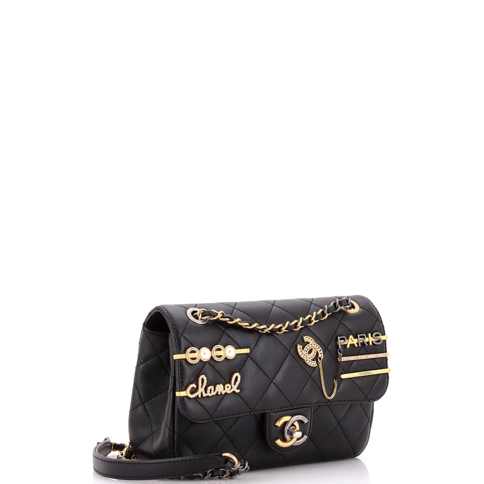 Coco Clips Flap Bag Embellished Quilted Lambskin Small
