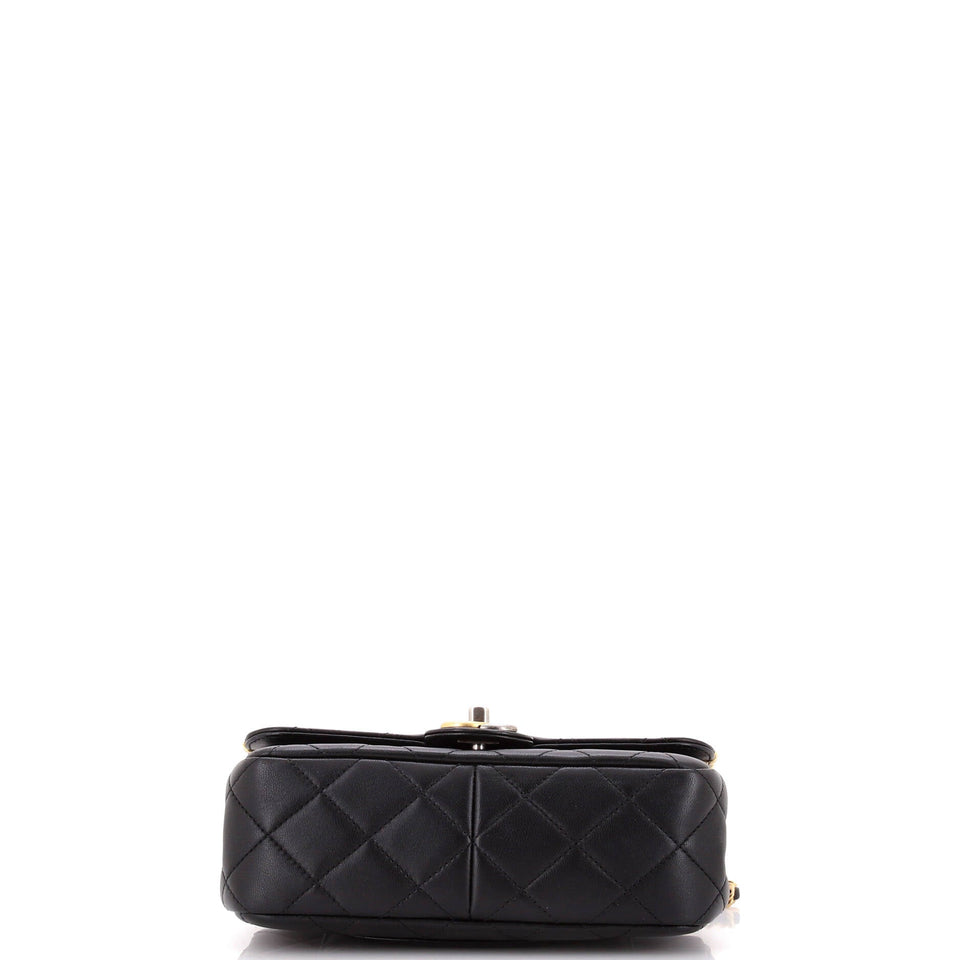 Coco Clips Flap Bag Embellished Quilted Lambskin Small