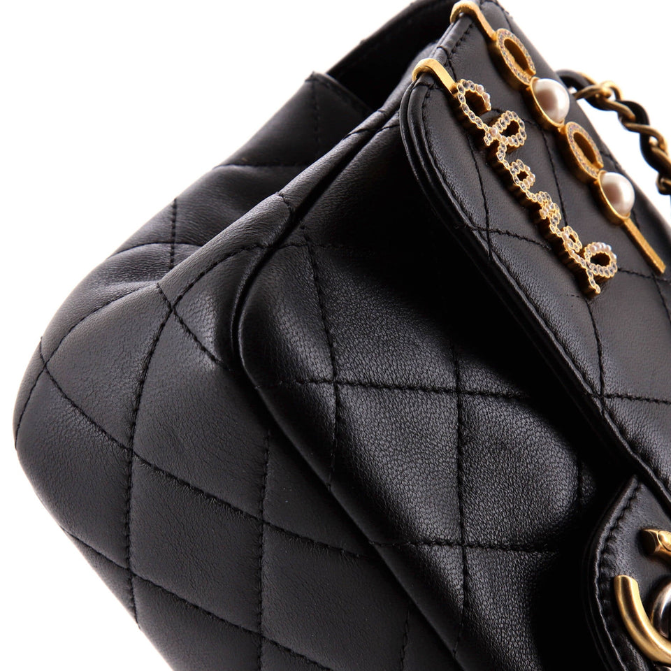 Coco Clips Flap Bag Embellished Quilted Lambskin Small