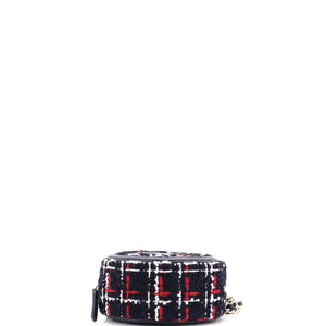 Filigree Round Clutch with Chain Quilted Tweed Mini