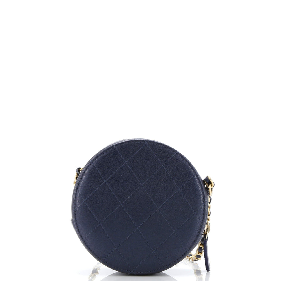Chic Pearls Round Clutch with Chain Quilted Lambskin