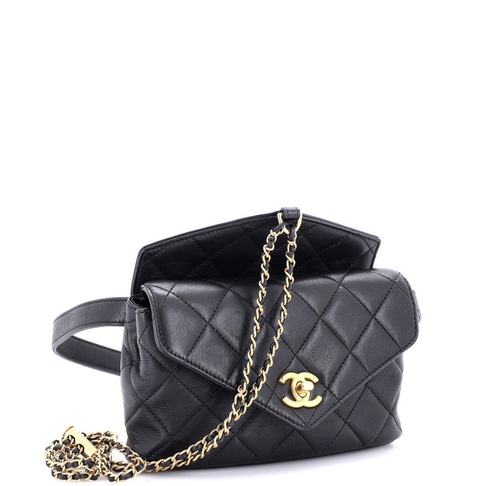Carry With Chic Chain Flap Waist Bag Quilted Calfskin