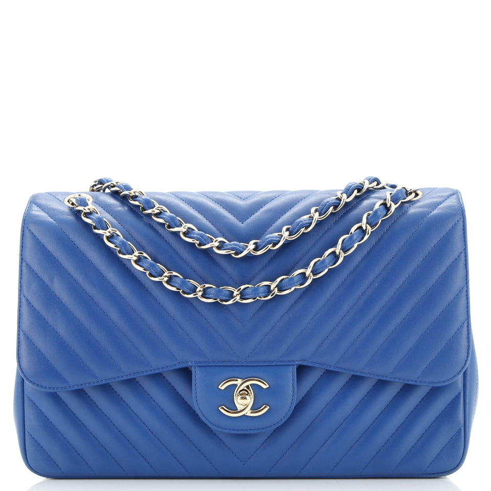 Classic Double Flap Bag Chevron Lambskin Jumbo