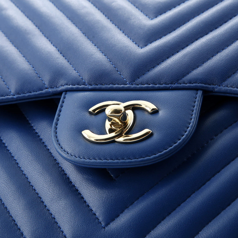 Classic Double Flap Bag Chevron Lambskin Jumbo