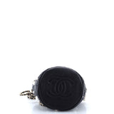 Drawstring Round Bucket Bag Pearl Embellished Quilted Lambskin Mini