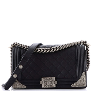 Paris-Dallas Boy Flap Bag Quilted Calfskin with Metal Adornments Old Medium