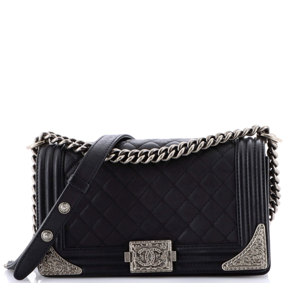 Paris-Dallas Boy Flap Bag Quilted Calfskin with Metal Adornments Old Medium