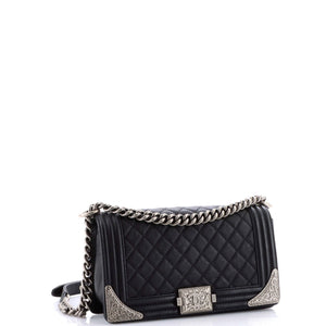 Paris-Dallas Boy Flap Bag Quilted Calfskin with Metal Adornments Old Medium