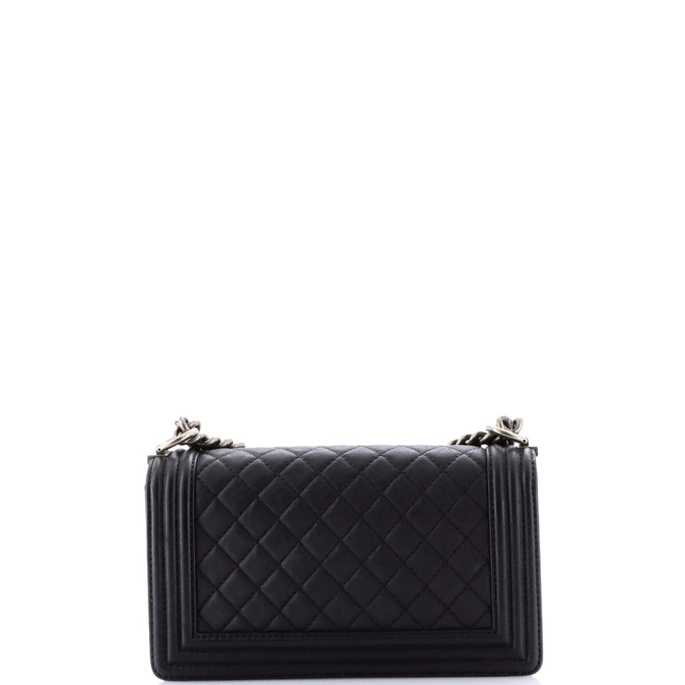 Paris-Dallas Boy Flap Bag Quilted Calfskin with Metal Adornments Old Medium