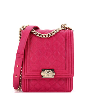 North South Boy Flap Bag Quilted Caviar Small