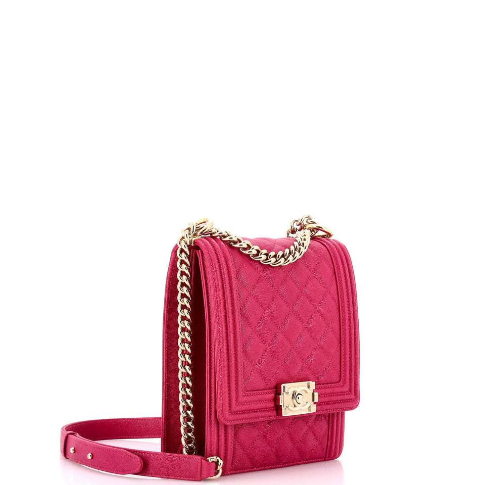 North South Boy Flap Bag Quilted Caviar Small