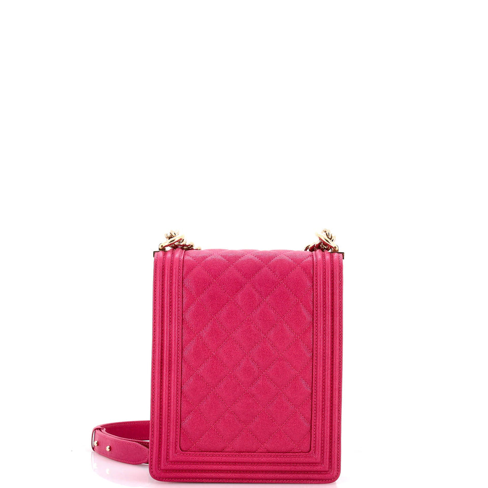 North South Boy Flap Bag Quilted Caviar Small