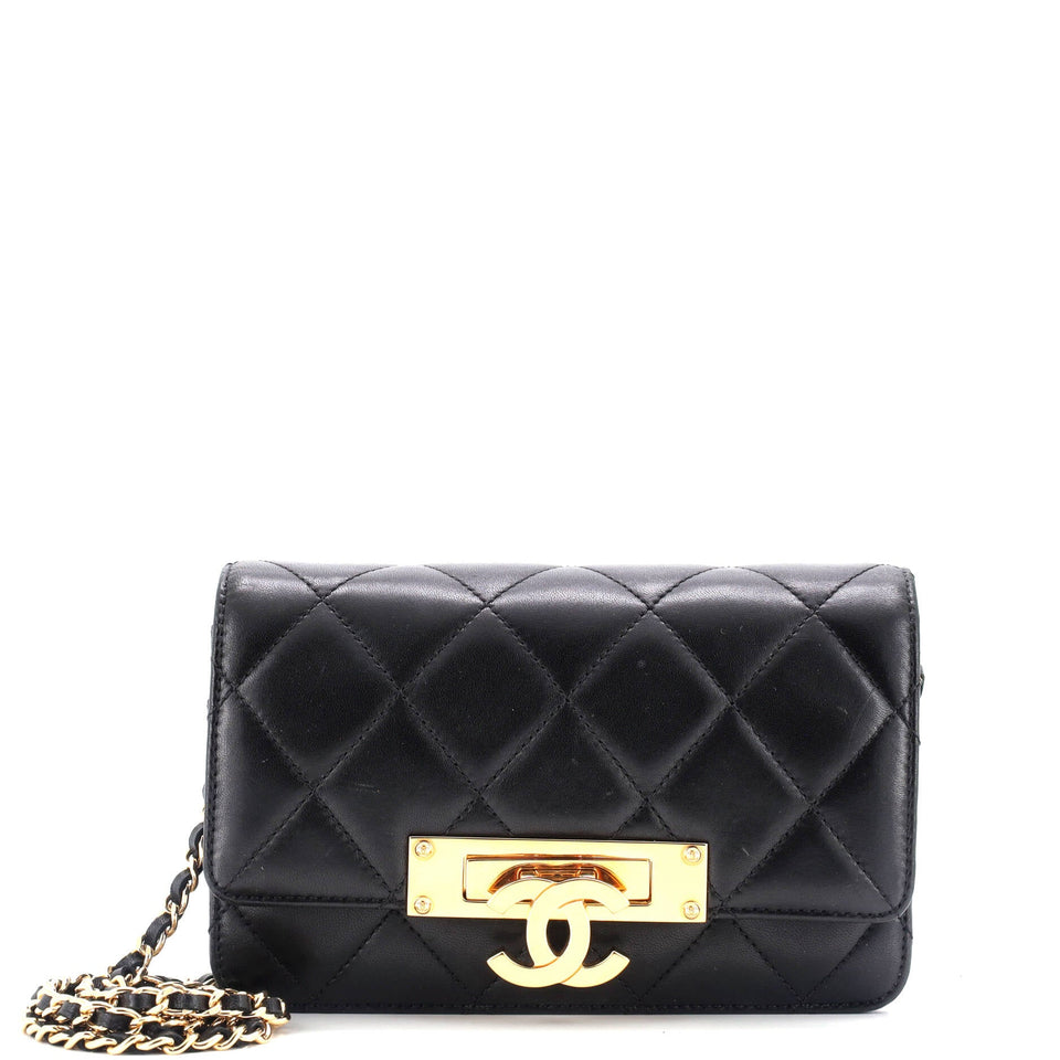 Golden Class Wallet on Chain Quilted Lambskin
