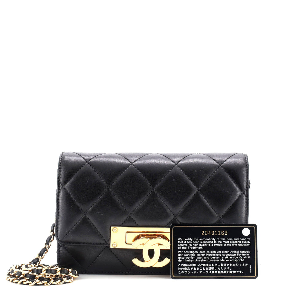 Golden Class Wallet on Chain Quilted Lambskin