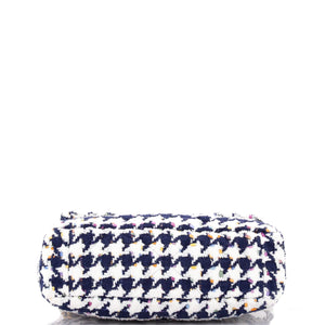 19 Flap Bag Quilted Houndstooth Tweed and Ribbon Large