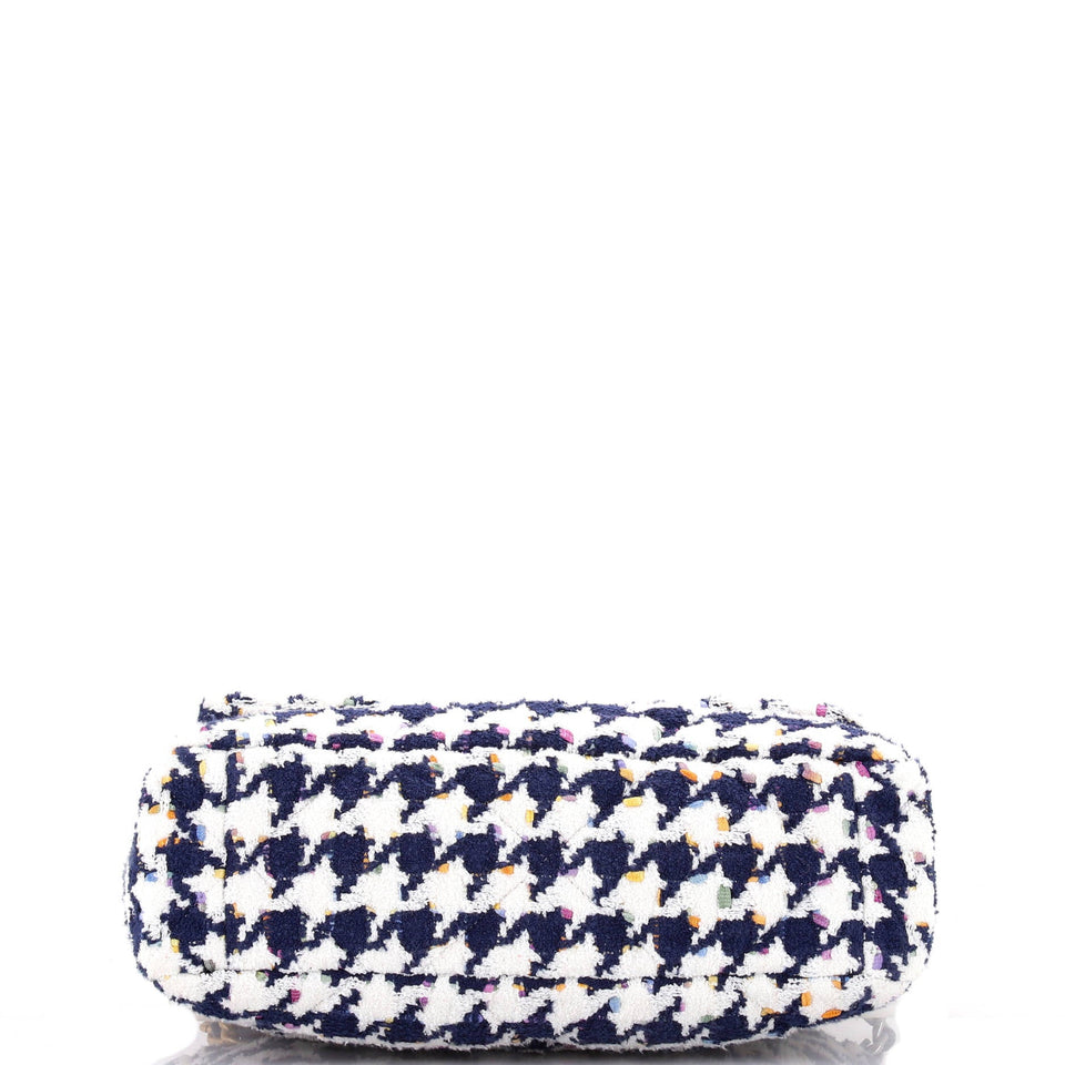 19 Flap Bag Quilted Houndstooth Tweed and Ribbon Large