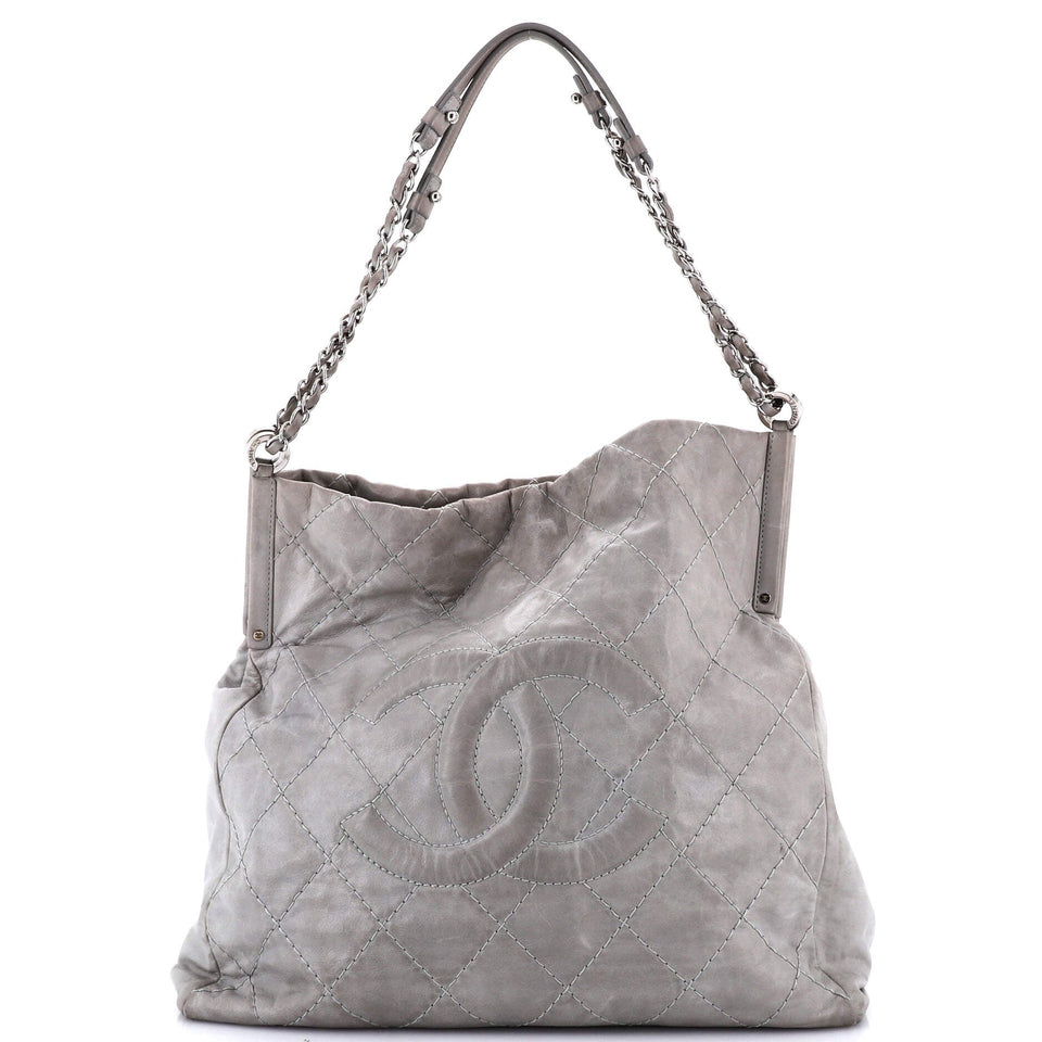 Sea Hit Shoulder Bag Quilted Iridescent Calfskin Large