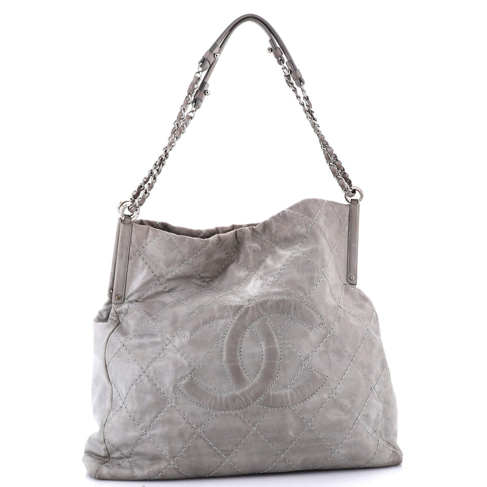 Sea Hit Shoulder Bag Quilted Iridescent Calfskin Large