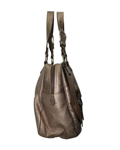 Dior Gaucho Large Tote Bag in Silver Metallic Leather