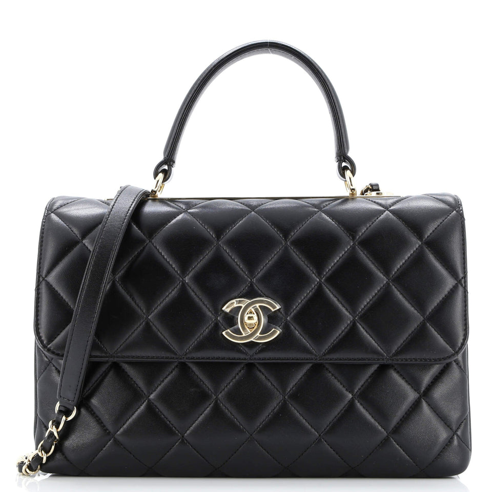 Trendy CC Top Handle Bag Quilted Lambskin Medium