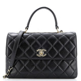Trendy CC Top Handle Bag Quilted Lambskin Medium