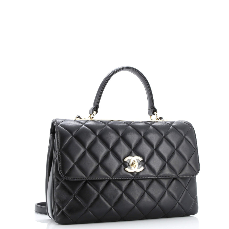 Trendy CC Top Handle Bag Quilted Lambskin Medium