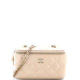 Tiny CC Link Vanity Case with Chain Quilted Caviar Small