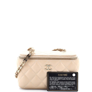 Tiny CC Link Vanity Case with Chain Quilted Caviar Small