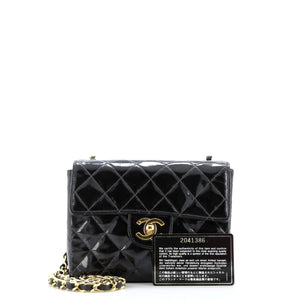 Vintage Square Classic Single Flap Bag Quilted Patent Mini