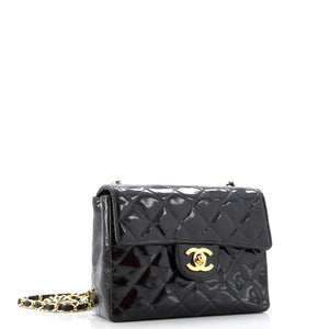 Vintage Square Classic Single Flap Bag Quilted Patent Mini