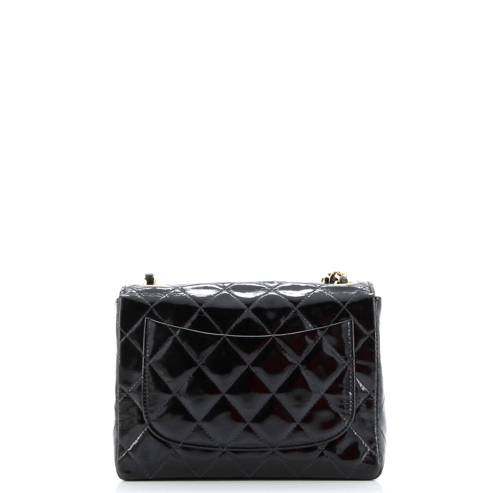 Vintage Square Classic Single Flap Bag Quilted Patent Mini