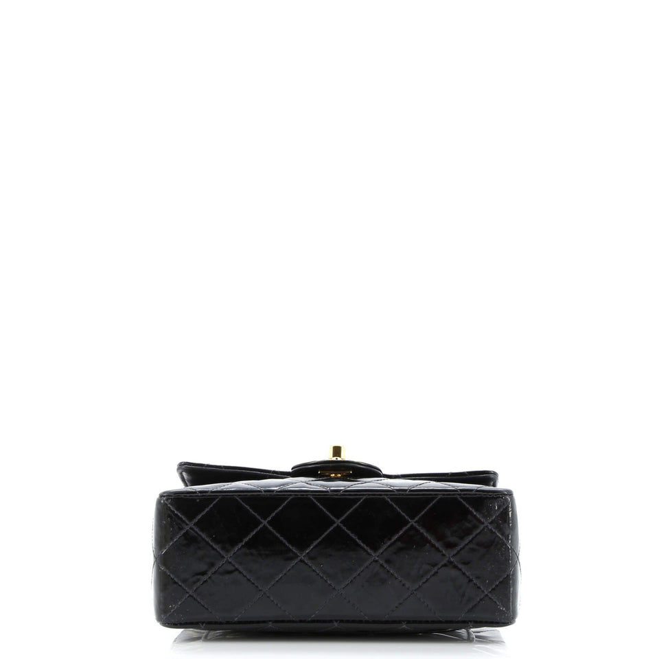 Vintage Square Classic Single Flap Bag Quilted Patent Mini
