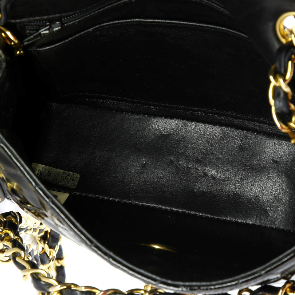 Vintage Square Classic Single Flap Bag Quilted Patent Mini