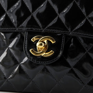 Vintage Square Classic Single Flap Bag Quilted Patent Mini