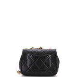Oval Logo Chain Handle Flap Bag Quilted Lambskin Mini