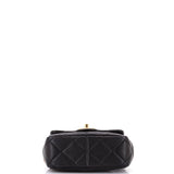 Oval Logo Chain Handle Flap Bag Quilted Lambskin Mini