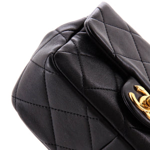 Oval Logo Chain Handle Flap Bag Quilted Lambskin Mini