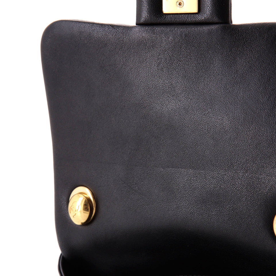 Oval Logo Chain Handle Flap Bag Quilted Lambskin Mini