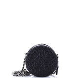 Round Clutch with Chain Camellia Goatskin Mini