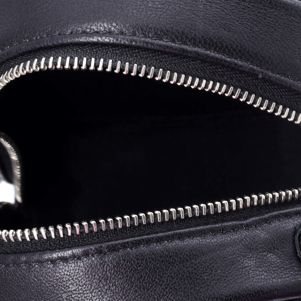 Round Clutch with Chain Camellia Goatskin Mini