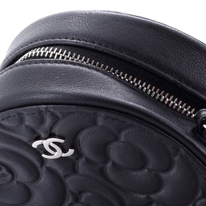 Round Clutch with Chain Camellia Goatskin Mini