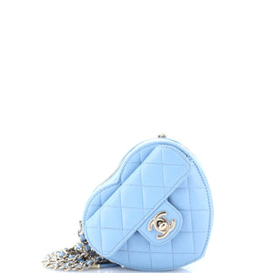 CC in Love Heart Clutch with Chain Quilted Lambskin