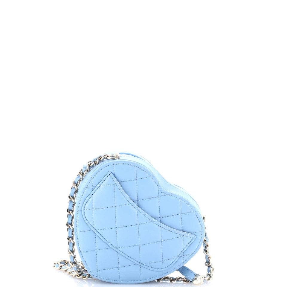 CC in Love Heart Clutch with Chain Quilted Lambskin