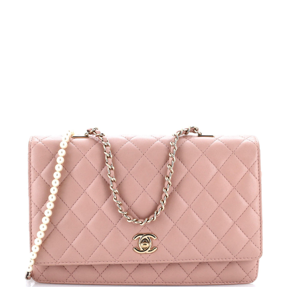 Fantasy Pearls Flap Bag Quilted Lambskin Large