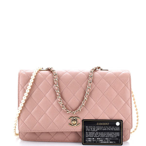 Fantasy Pearls Flap Bag Quilted Lambskin Large
