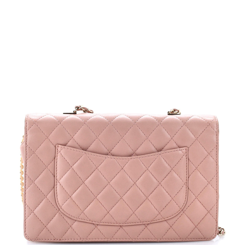 Fantasy Pearls Flap Bag Quilted Lambskin Large