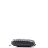 Double Zip Clutch with Chain Quilted Caviar