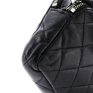 Double Zip Clutch with Chain Quilted Caviar