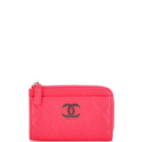CC Cut Out Coco Chanel Zip Around Card Holder Quilted Caviar