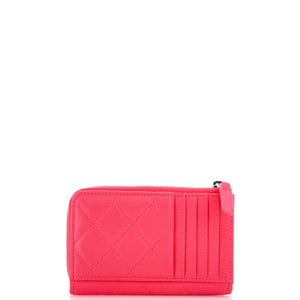 CC Cut Out Coco Chanel Zip Around Card Holder Quilted Caviar